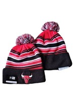 Chicago Bulls Cuffed Knit Beanie Hat Winter Cap Toque Stripes NBA NWT by... - £10.46 GBP