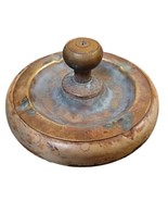 Vintage Handmade Wood and Brass Door Knob Ashtray Folk Art Rustic - $33.50 CAD