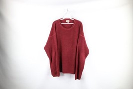 Vintage 90 Streetwear Mens Large Thermal Waffle Marled Knit Crewneck Sweater Red - £40.15 GBP