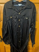 TIME &amp; TRU Size XL (16-18) Shirt Dress Utility Belted Midi Black Womens - £18.31 GBP