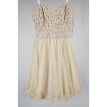 NWOT! Macy&#39;s City Studio Gold Champagne Strapless Mini Dress Size 1 - £27.67 GBP