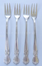 antique OLD COMPANY PLATE SILVERPLATE FLATWARE SCROLL ROSE 4pc PICKLE FORKS - £33.09 GBP