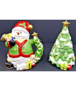 Fitz and Floyd Christmas Creamer &amp; Sugar Dish Omnibus Christmas Tree/Sno... - £11.75 GBP