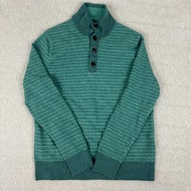 Untuckit Enwgen Sweater Mens XL Green Striped Wool Button Long Sleeve Pu... - $23.09