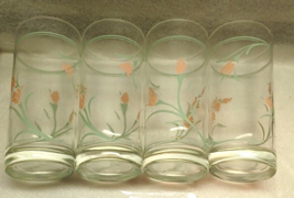 4 Corning Corelle Drinking Glasses Peach Garland Vintage - £21.21 GBP
