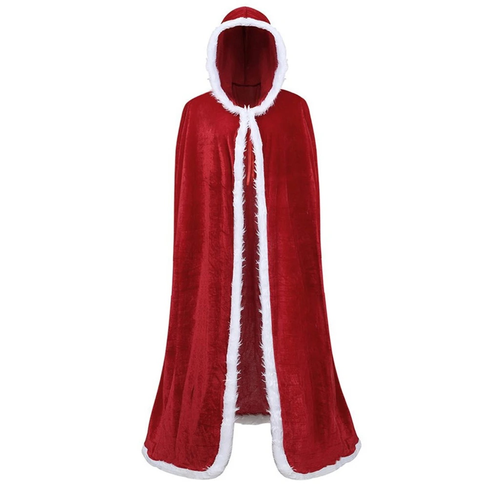 Clic  Winter Red Hooded Cloak Poncho Christmas Cosplay Maxi Long Corduroy Cape T - £113.09 GBP