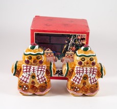 Christmas Gingerbread Man Salt and Pepper Shakers In Box Vintage - £10.38 GBP