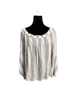 Shyanne Women’s Off Shoulder Extreme Bell Sleeve Blue Stripe Top Blouse ... - $210.81 MXN