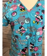 Disney Scrub Top Minnie Mouse Smart Pretty Geeky Chic Shirt XS Extra Sma... - $350.60 MXN