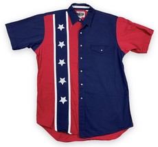 Cumberland Outfitters Patriotic Flag Stars Stripes Snap Shirt 4th July Men’ Sz L - £11.47 GBP