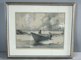 Vintage Estate Gordan Grant &quot;Beaching The Dory&quot; Signed &amp; Framed Art Print E815 - £54.51 GBP