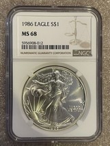 1986 Silver Eagle MS68 NGC Graded First Year .999 1 Oz Fine Silver Round - $109.95