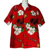 Aloha Fashion Red Chart Of The Hawaiian Isles Hibiscus Button Up Shirt S... - $24.74