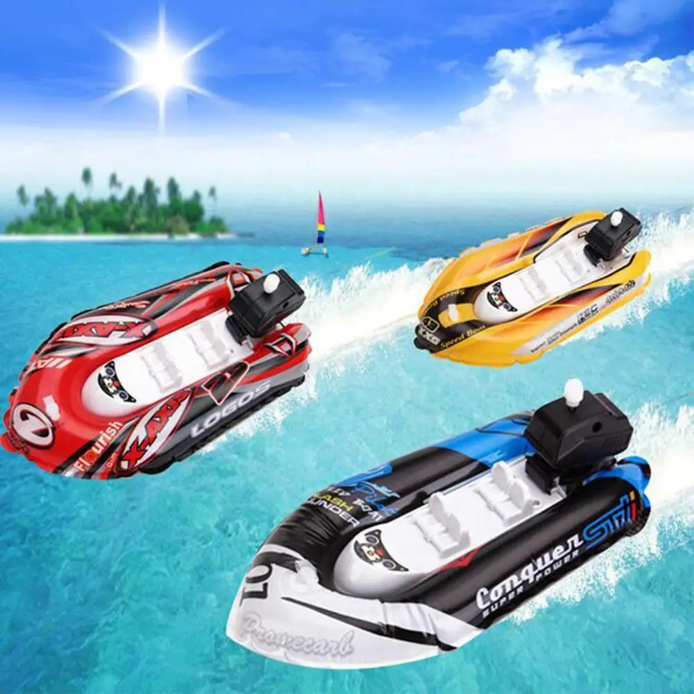Kids Bath Toy Clockwork Wind Up Inflatable Boat Ship Play Water Bathroom... - £6.73 GBP