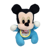 6&quot; Vintage Disney Mattel Arcotoys Baby Mickey Mouse Stuffed Animal Plush Rattle - £29.57 GBP