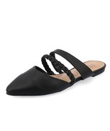 Journee Collection Womens 5.5 M Black Olivea Braided Strap Slip On Flats... - $40.32 CAD