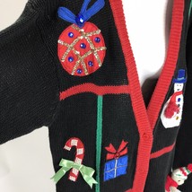 Vtg Christmas Sweater Work in Progress by Gladys Bagley Cardigan artsy k... - £15.73 GBP