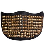 Unixes Golden Studded Leather Face Mask, Punk Leather Mask For Men And W... - $53.76 CAD