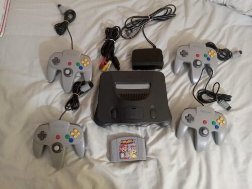 Nintendo 64 N64 Console bundle with 4 OEM controllers Smash Bros 64 UPGRADED WOW - $229.99
