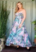 SWAK Designs Eternity Blue Pink Amore Maxi Wrap Dress, Sexy Plus Size - $89.99