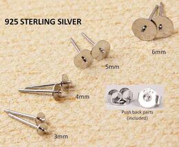 4 Pcs Sterling Silver 925 Flat Earring Posts StickOut Point Findings Sil... - €4,71 EUR