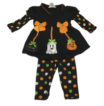 Halloween Outfit Girls Size 12 Mth Pumpkin Cat Polka Dots Bonnie Baby Two Piece - £14.09 GBP