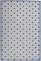 6&#39; X 9&#39; Blue And Gray Geometric Indoor Outdoor Area Rug - £205.45 GBP