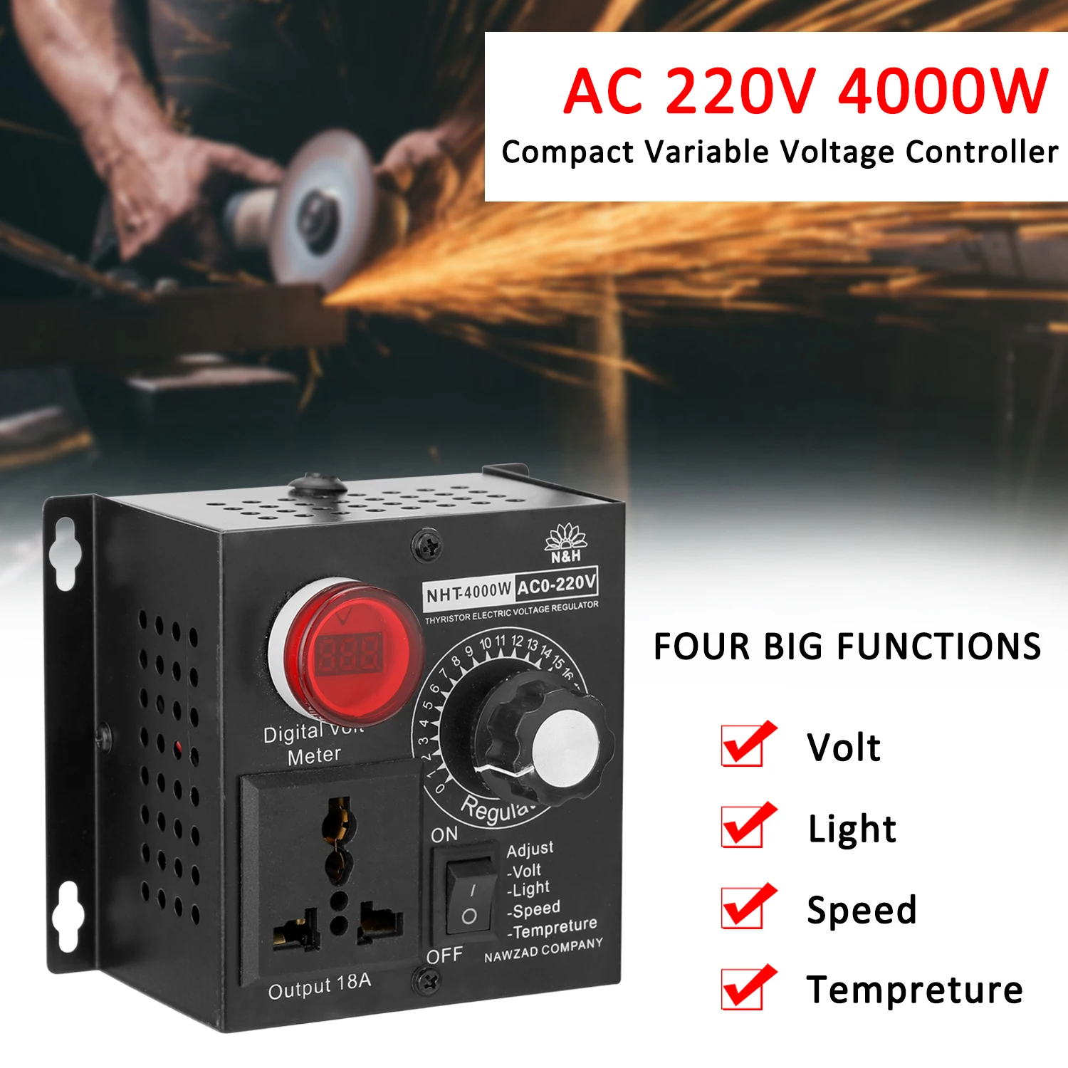 House Home Voltage Regulator AC 220V 4000W Compact Variable Voltage Controller P - £53.54 GBP