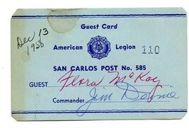 Guest Card San Carlos Post No 585 American Legion 1958 - $11.88