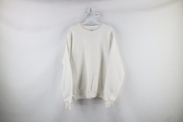 Vintage 90s Streetwear Mens Large Distressed Blank Crewneck Sweatshirt White USA - £38.91 GBP