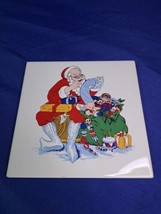 Vintage Christmas Santa Claus Ceramic Trivet Made In Taiwan - $18.69