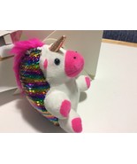 Toy Pink &amp; White 7” Multi color Sequined Plush Unicorn - £9.39 GBP