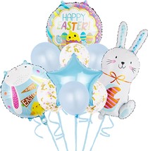 Easter Bunny Balloons, 10pcs Large Happy Rabbit Decoration Mylar Party Supplies - £10.06 GBP