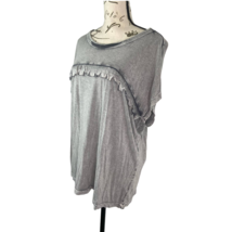 Cato Distressed Acid Wash Shirt Women S Short Sleeves Gray Scoop Neck Rayon Soft - £8.65 GBP