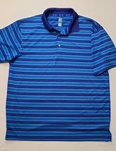 PGA Tour Airflux Mens Size L Golf Performance Blue Striped Short Sleeve ... - $12.75