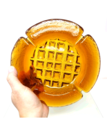 Blenko 697S Glass Amber Wheat Waffle Cigar Ashtray 8&quot; Joel Myers MCM - $60.46 CAD