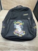 Ed Hardy Christian Audigier Vintage 2000&#39;s Y2K Black Backpack Kiss of Death - $74.25