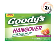 3x Pack Goody&#39;s Hangover Pain Relief Berry Citrus Boost Powder - 4 Stick... - $15.83