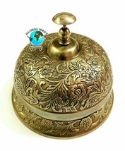 Antique Victorian Brass Table Bell Hotel Front Desk Bell Reception Calling Bell - £33.98 GBP