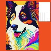  &quot;Vibrant Border Collie Pride&quot; - Colorful Pedigree Dog Postcard  - £4.72 GBP