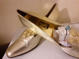 Ladies  Gold/Silver Patent Flat Summer Slip On Sandals Sz  UK 6.5 - £5.39 GBP