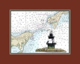 Orient Point, NY Lighthouse  and Nautical Chart High Quality Canvas Print - $14.99+