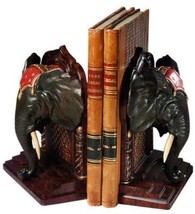 Bookends Bookend TRADITIONAL Lodge African Elephant Ebony Chocolate Blac... - £274.53 GBP