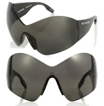 BALENCIAGA Demna Kim 0180 Black Fashion Mask Futuristic Sunglasses BB0180S 001 - £281.01 GBP