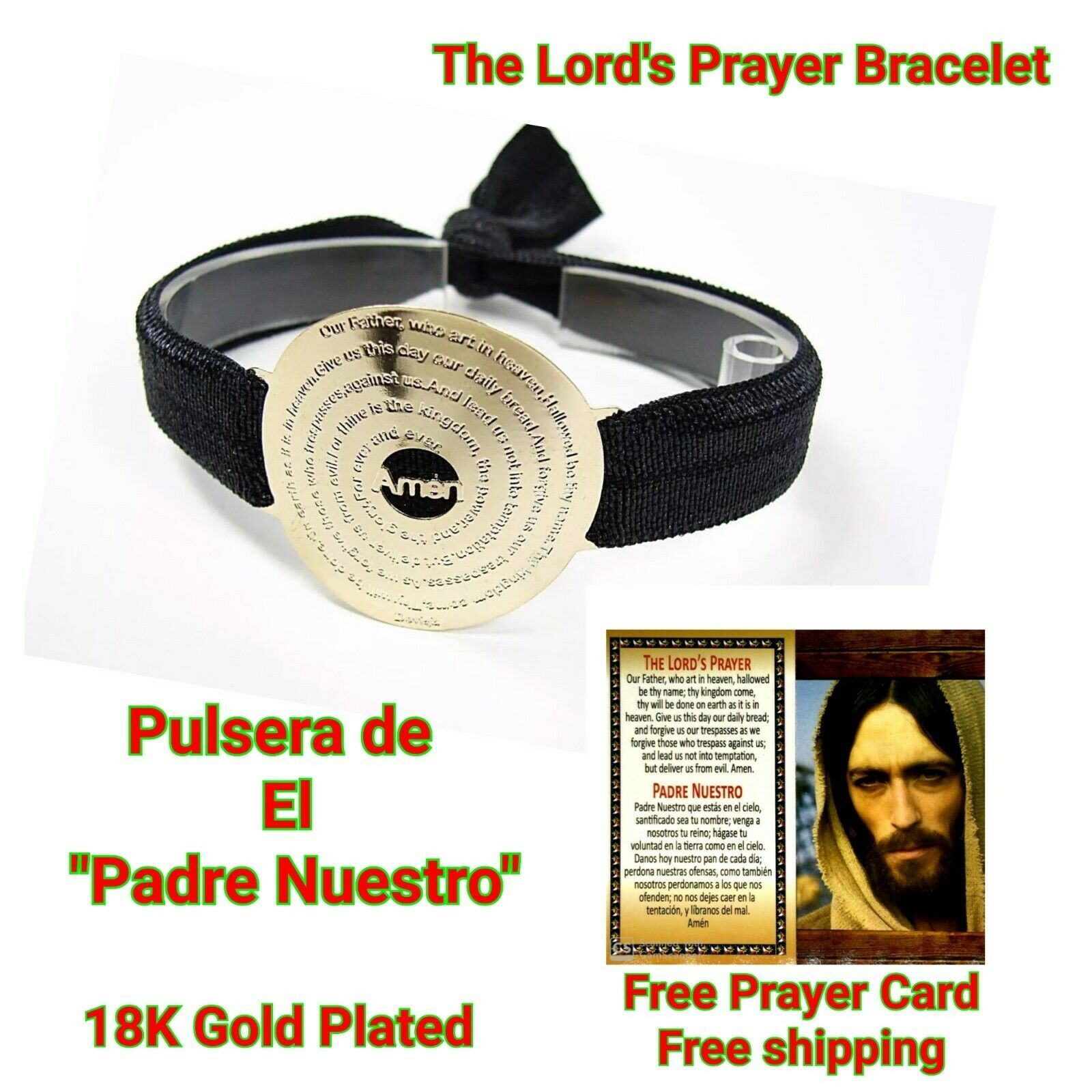 OUR FATHER PRAYER BRACELET PULSERA El PADRE NUESTRO CHRISTIAN RELIGIOUS SPANISH - $9.78