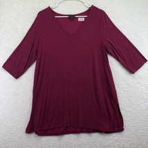 J Jill Womens Wearever Collection Tunic Top Size Medium Plum Purple V Neck - $21.77