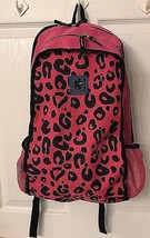 L8R Pink &amp; Black Animal Print Design Fabric Large School Backpack - £15.02 GBP