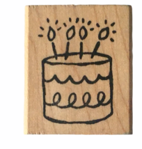 Impress Rubber Stamp Birthday Cake with Candles Greeting Card Making Cra... - £2.39 GBP