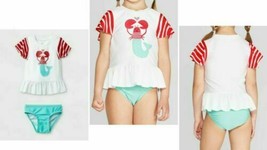 Cat &amp; Jack™ Girl Mermaid Lobster Heart Two Piece Swimsuit 9M - £4.55 GBP