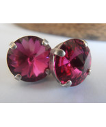 Swarovski Crystal Rivoli Fuchsia Earrings w/ Swarovski Crystals 12mm 1122 - £20.78 GBP